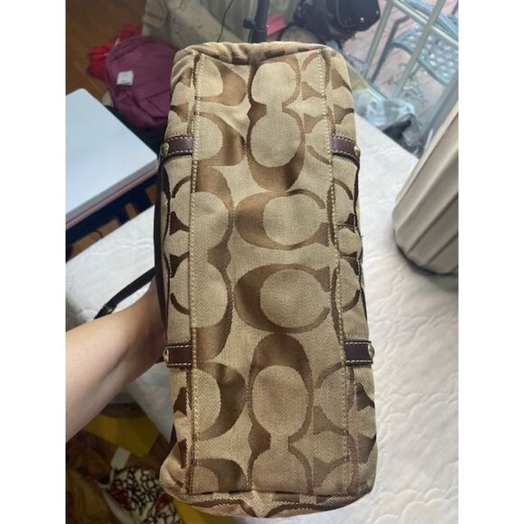 B931 - Preloved Vintage Coach Billabong Y2K Duffle/Satchel Bag in Signature Brow - Picture 3 of 4